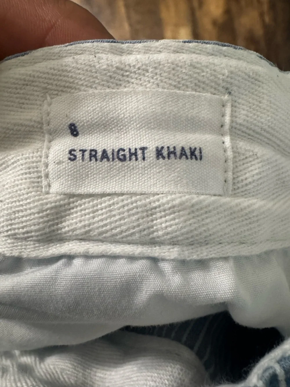 GAP Blue Pinstripe Straight‑Leg Cotton Pants · Size 8 · Patch Pocket Casual - Picture 3 of 4